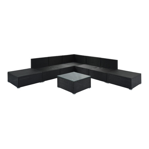 Two Piece Outdoor Gray Wicker Sectional Seating Group with Gray Cushions