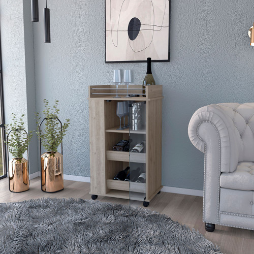 16" Gray Wood Bar Cart