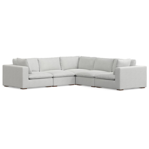 125" Gray Fabric Modular Sofa With Brown Legs