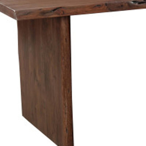 Nine Piece Brown Solid Wood Dining Set with Eight Chairs