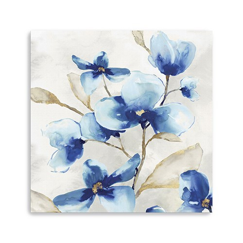 Homeroots Home Decor 30"x30" Watercolor Shades of Blue Floral Canvas Wall Art