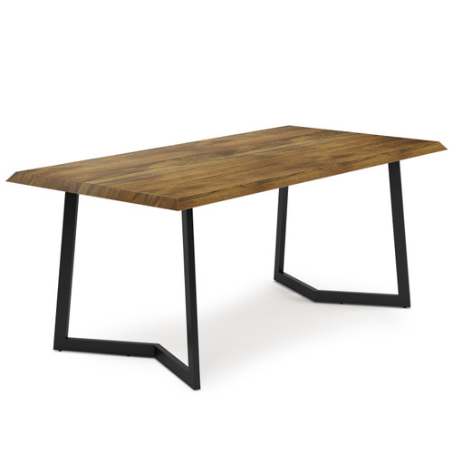 72" Natural and Charcoal Solid Wood and Iron Frame Base Dining Table