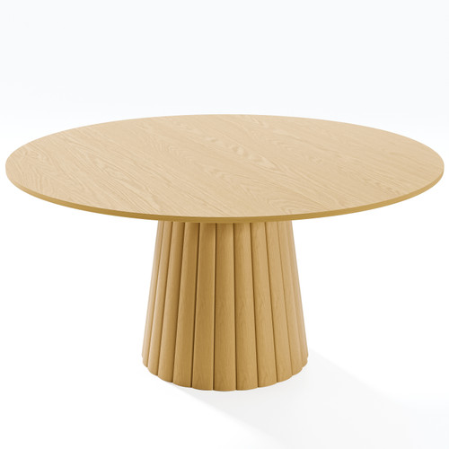 60" Natural Solid Wood Pedestal Base Round Top Dining Table