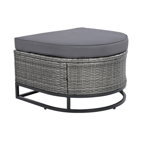 Two Piece Outdoor Gray Wicker Sectional Seating Group with Gray Cushions
