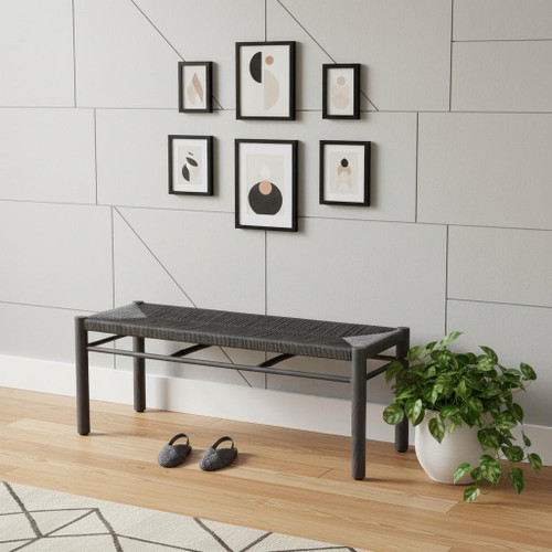 48" Black and Aluminum Bench