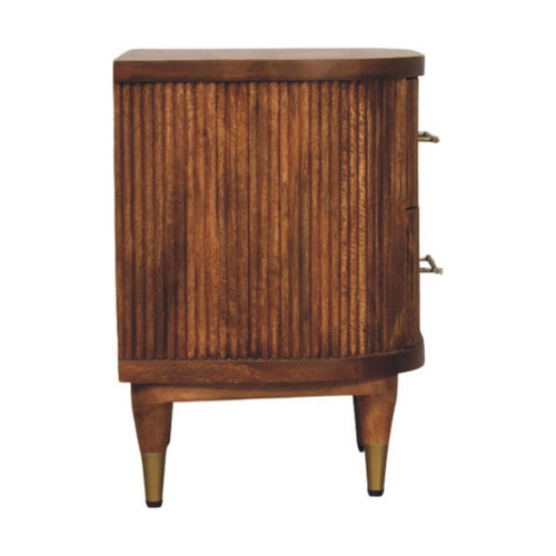 22" Amber Solid Wood Ribbed Texture Two Drawer Nightstand