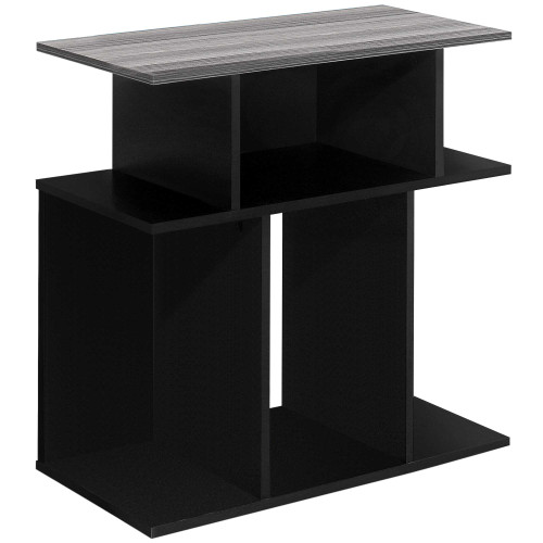 24" Gray and Black Wood Floor Shelf End Table With 6