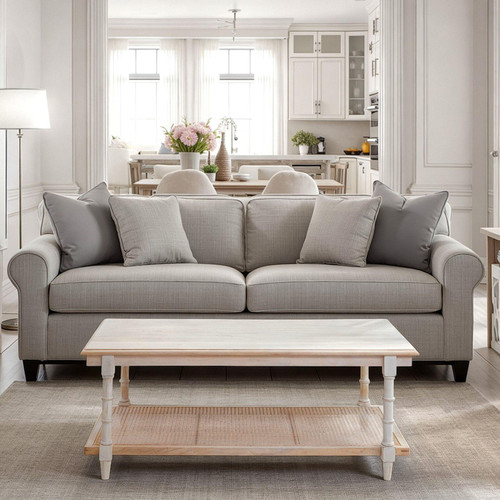 42" White Solid Wood Distressed Coffee Table