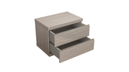 18" Beige Wood Two Drawer Nightstand