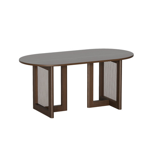 67" Walnut Wood Oval Bar Table