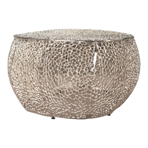 50" Silver Aluminum Oval Pedestal Coffee Table