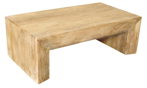 52" Natural Solid Wood Distressed Sled Coffee Table