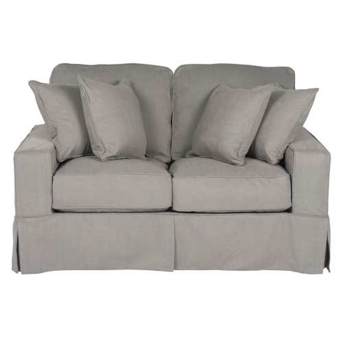 Sunset Trading Americana Replacement Slipcover Only for Box Cushion Track Arm Loveseat | Performance Fabric Washable Water-Resistant Stain-Proof | Gray