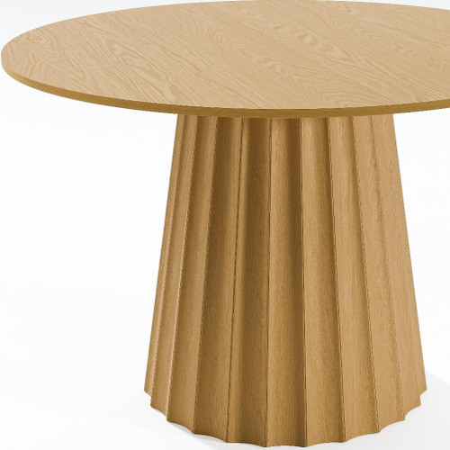 46" Natural Solid Wood Pedestal Base Round Top Dining Table