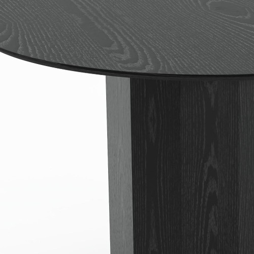 52" Black Solid Wood Pedestal Base Round Top Dining Table