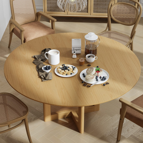 59" Yellow Solid Wood Rounded Bar Table