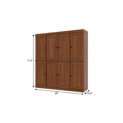 72" Coffee Solid Wood 8 Two Drawer Pantry Or Storage Closet