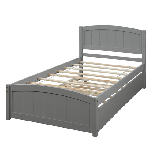 Gray Wood Twin Bed Frame With Trundle
