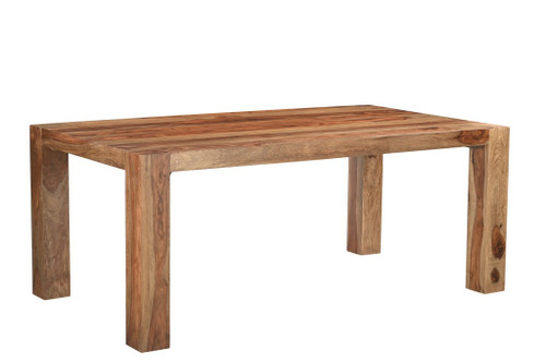 Seven Piece Brown Solid Wood Dining Set with Six Chairs and One Bench