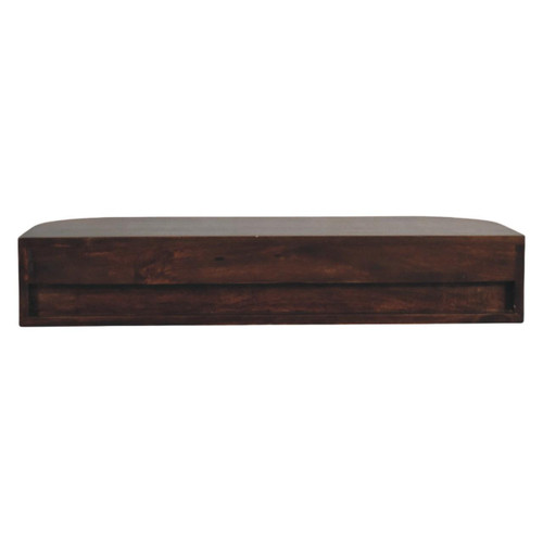 33" Brown Solid Wood Floating Wall Mount Console Table With Drawer