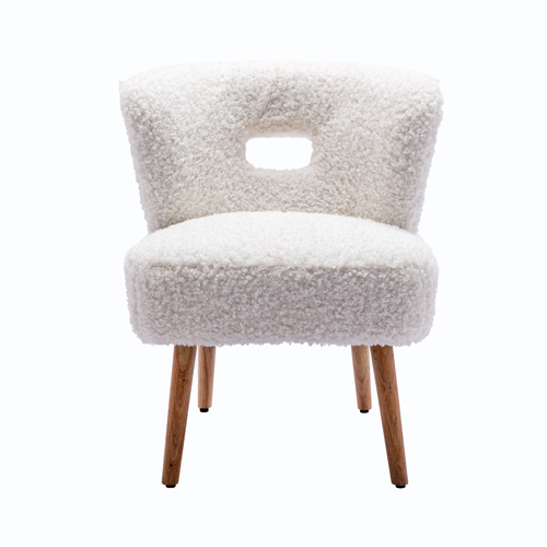 Accent Chair Lambskin Sherpa Upholstery Open Back Chair for Living Room Bedroom