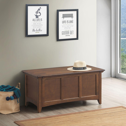 39" Dark Brown Solid Wood Solid Trunk Coffee Table
