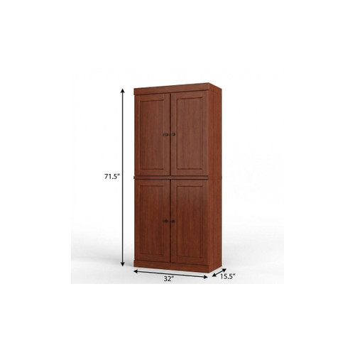 72" Coffee Solid Wood Four Door Two Drawer Pantry Or Storage Closet