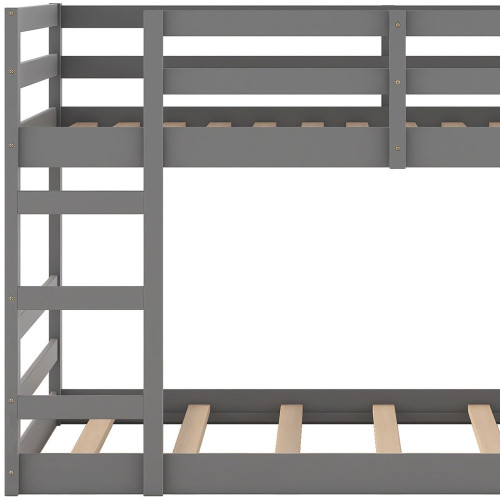 Gray Twin Over Twin Solid Wood Bunk Bed