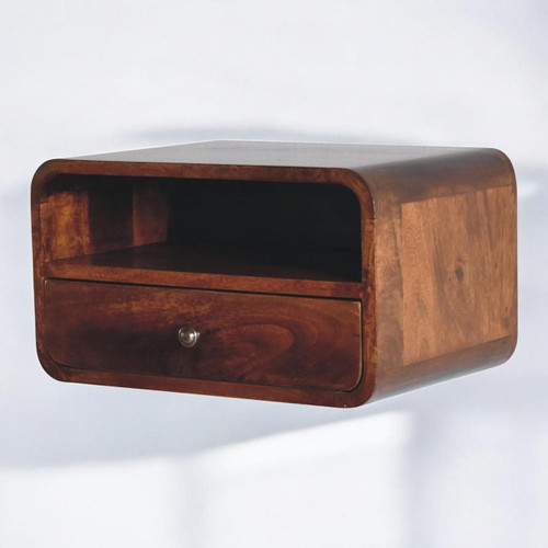 18" Chestnut Solid Wood One Drawer Floating Nightstand
