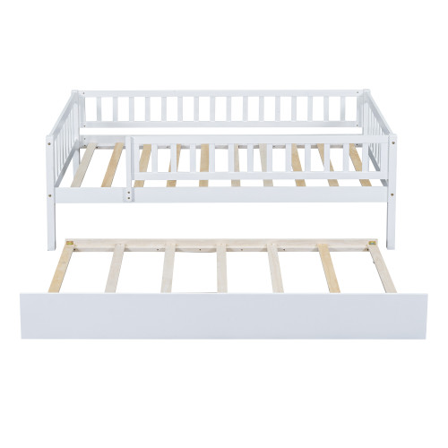 White Wood Twin Day Bed With Trundle