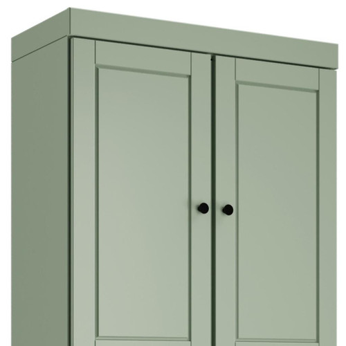 72" Sage Solid Wood Four Door Two Drawer Pantry Or Storage Closet