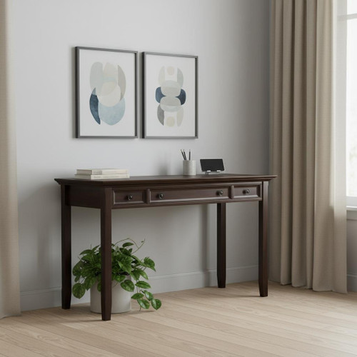 54" Russet Solid Wood Writing Desk With Two Drawers
