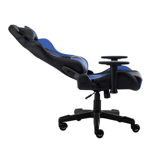 Blue and Black Adjustable Height Swivel Rolling Gaming Chair