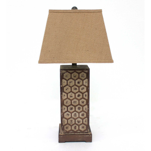 Homeroots Lighting 29" Brown Solid Wood Bedside Table Lamp, Brown Shade