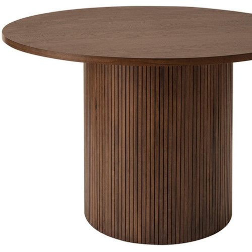 47" Walnut Solid Wood Pedestal Base Round Top Dining Table