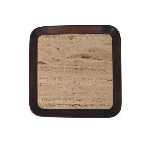60" Brown Solid Wood Square Coffee Table With 12