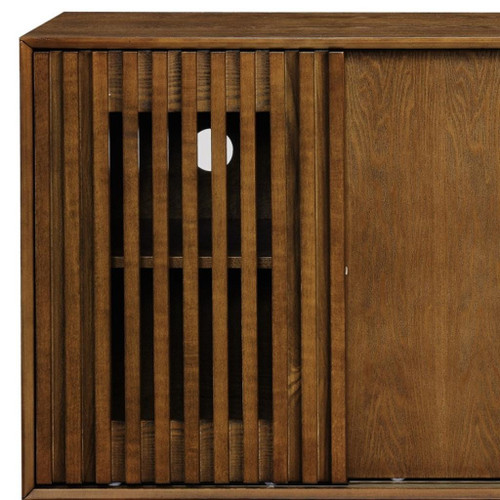 47" Brown Wood Ribbed Texture Sideboard With Two Sliding Doors