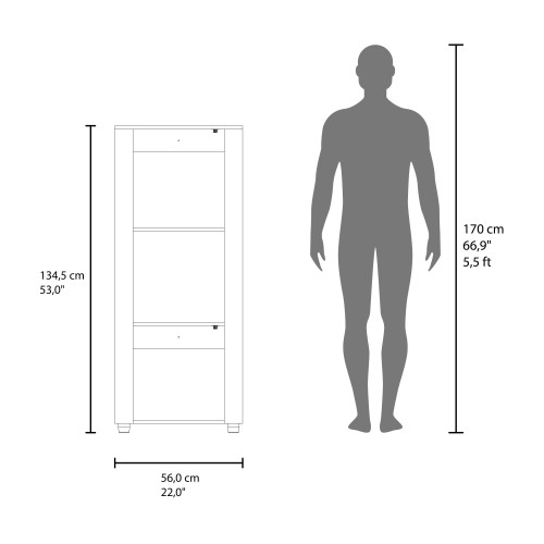 53" Beige Wood One Tier Bookcase with One Door