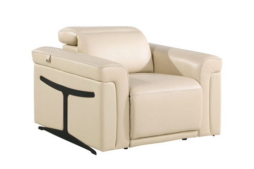 Three Piece Beige Italian Leather Six Person Seating Set