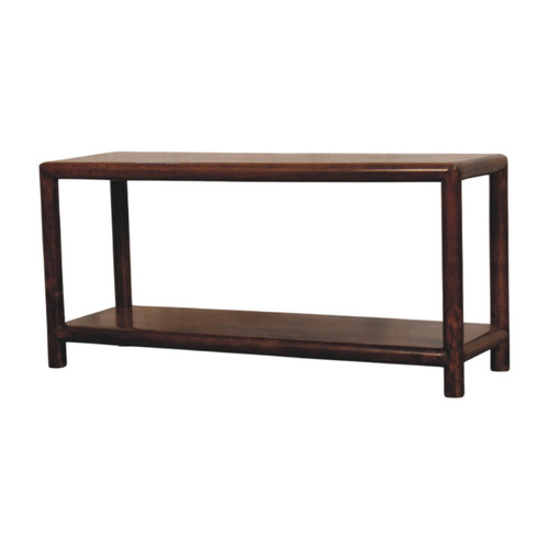 41" Brown Solid Wood Storage Bench With Cabinet