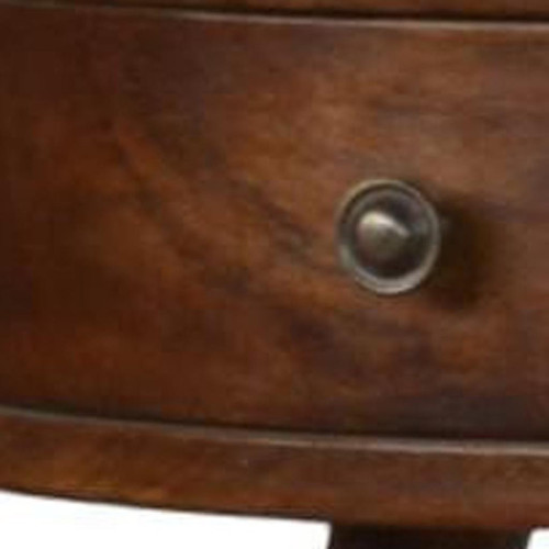 22" Chestnut Solid Wood Round One Drawer Nightstand