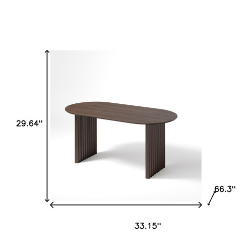 33" Brown Solid Wood Oval Bar Table