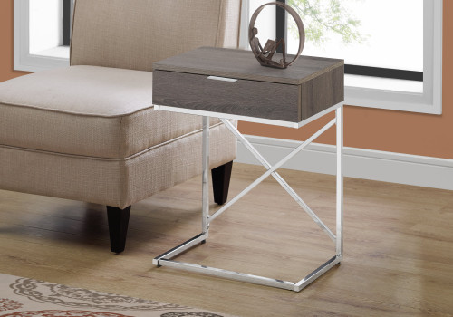 Homeroots 18.2" x 12.8" x 23.5" Dark Taupe Particle Board Metal Accent Table