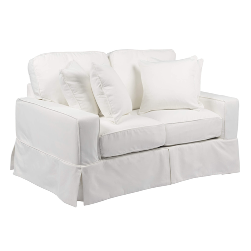 Sunset Trading Americana Replacement Slipcover Only for Box Cushion Track Arm Loveseat | Performance Fabric Washable Water-Resistant Stain-Proof | White