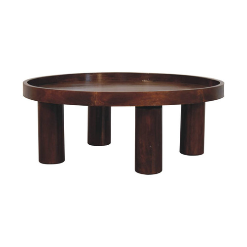 32" Chestnut Solid Wood Round Coffee Table