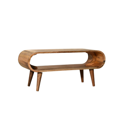 35" Oak Solid Wood Coffee Table With Shelf
