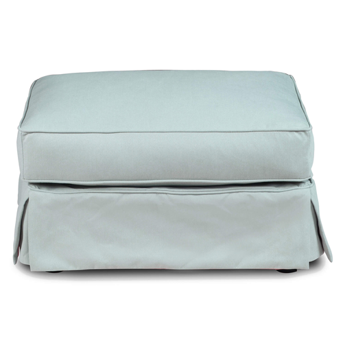 Sunset Trading Horizon Slipcovered Ottoman | Performance Fabric Washable Water-Resistant Stain-Proof | Ocean Blue