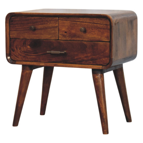 22" Brown Solid Wood Two Drawer Nightstand