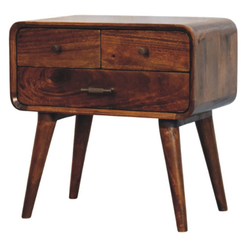 22" Chestnut Solid Wood Three Drawer Nightstand
