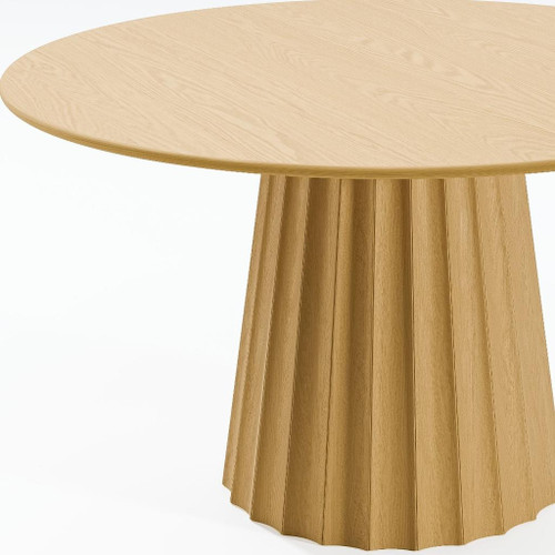 52" Natural Solid Wood Pedestal Base Round Top Dining Table